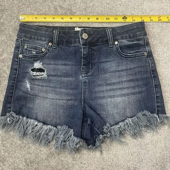 Altar'd State Shorts Womens 26/3 Blue Denim Jean Shorts Cut Off Fringe Stretch - Picture 3 of 6